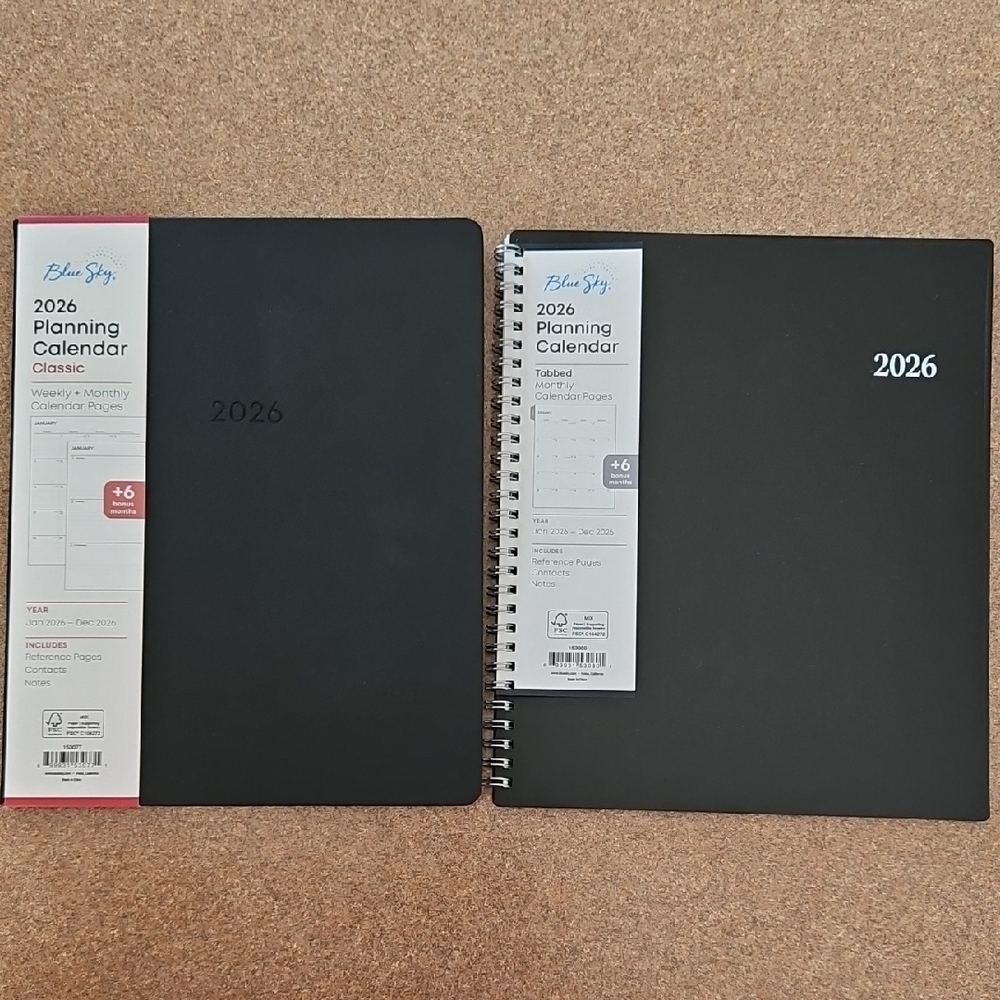Blue Sky 2026 Black Planning Calendars Set